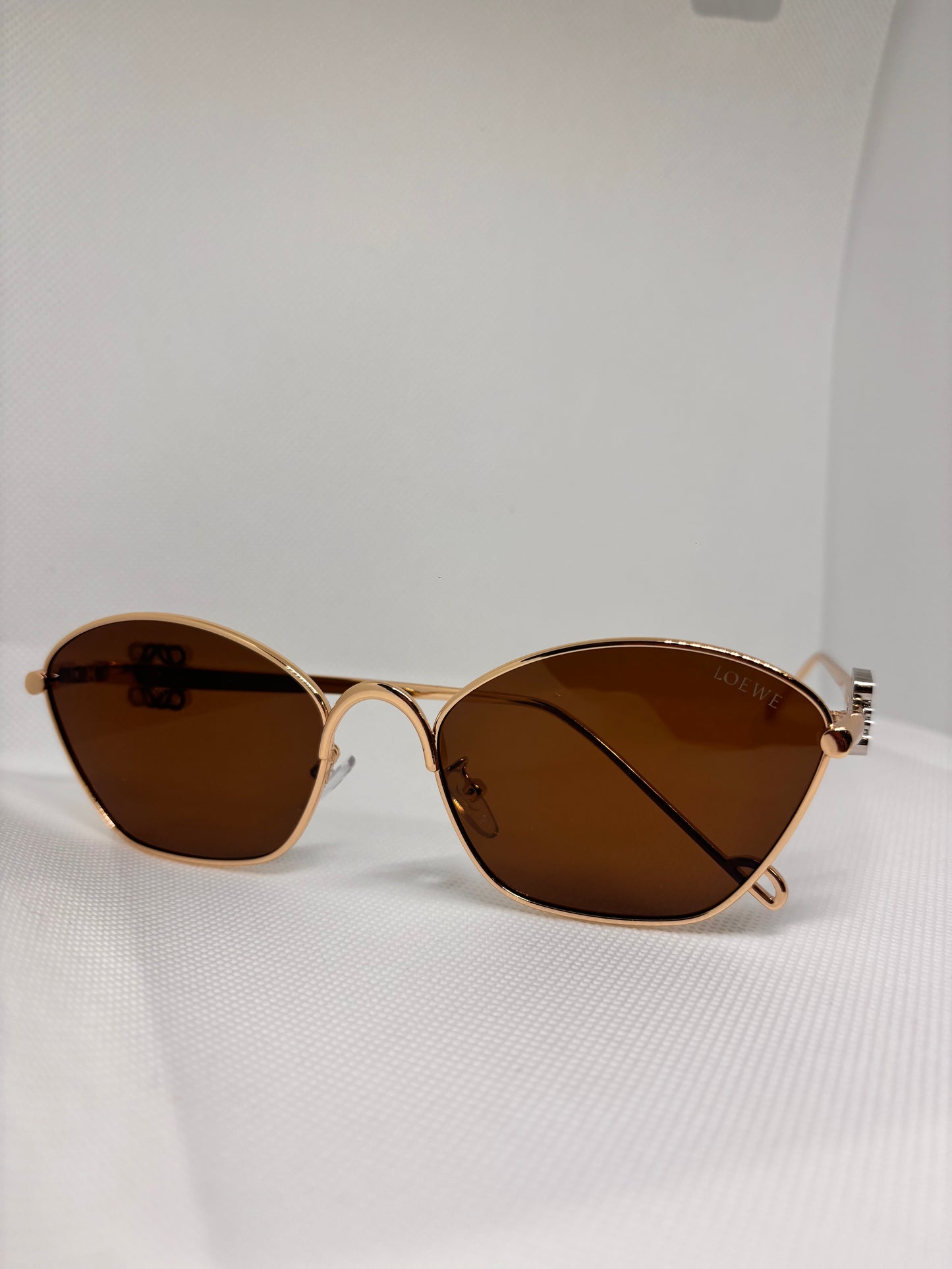 GOLD & BROWN L ROUNDED SUNGLASSES