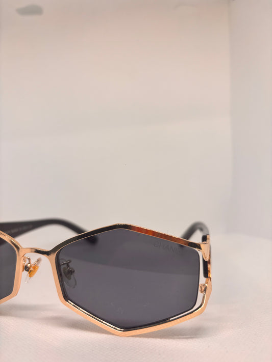 C BLACK AND GOLD SUNGLASSES
